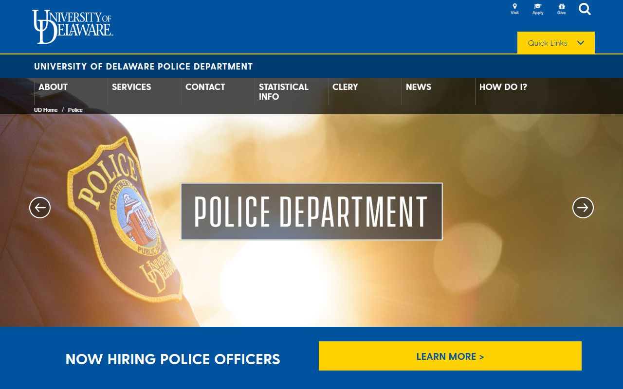 University of Delaware Police page tied to the Newark jail roster