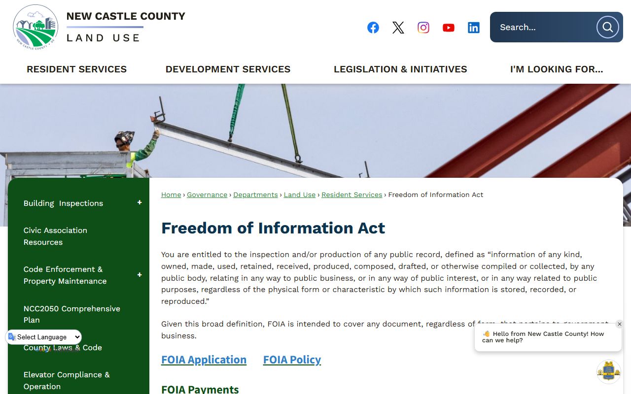 New Castle County FOIA portal for jail roster records requests