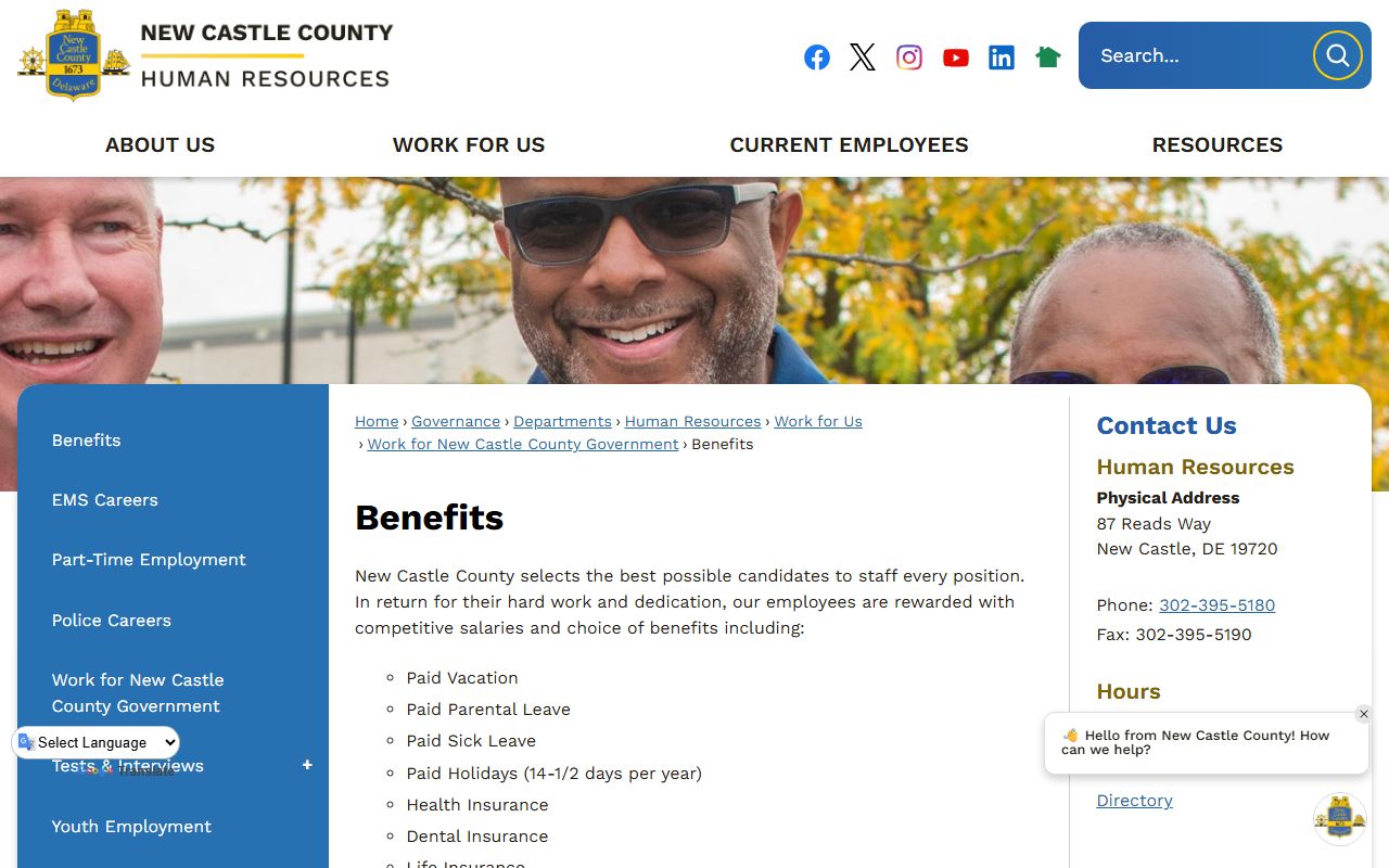New Castle County Sheriff's Office page linked to jail roster services