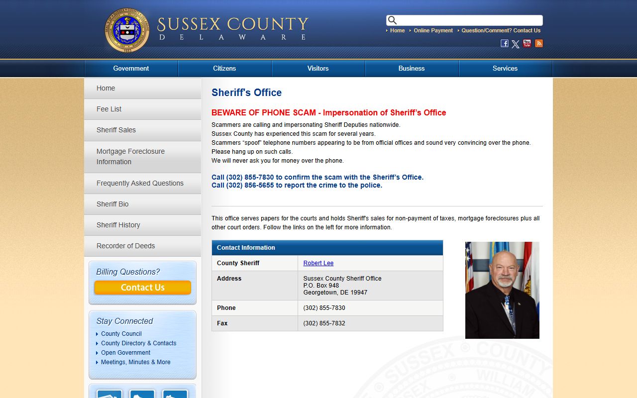 Sussex County Sheriff's Office page next to the Sussex jail roster system