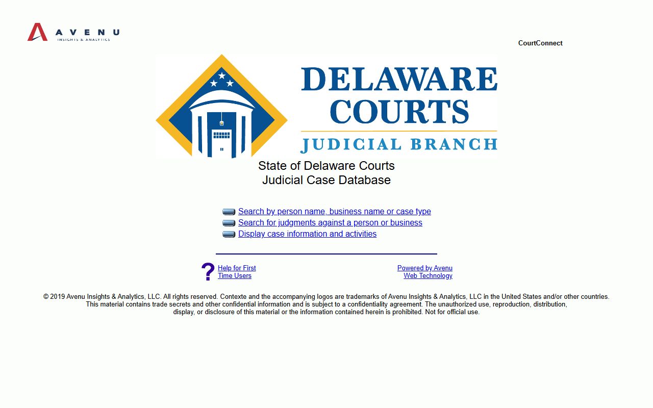 Delaware CourtConnect case search tied to Delaware jail roster