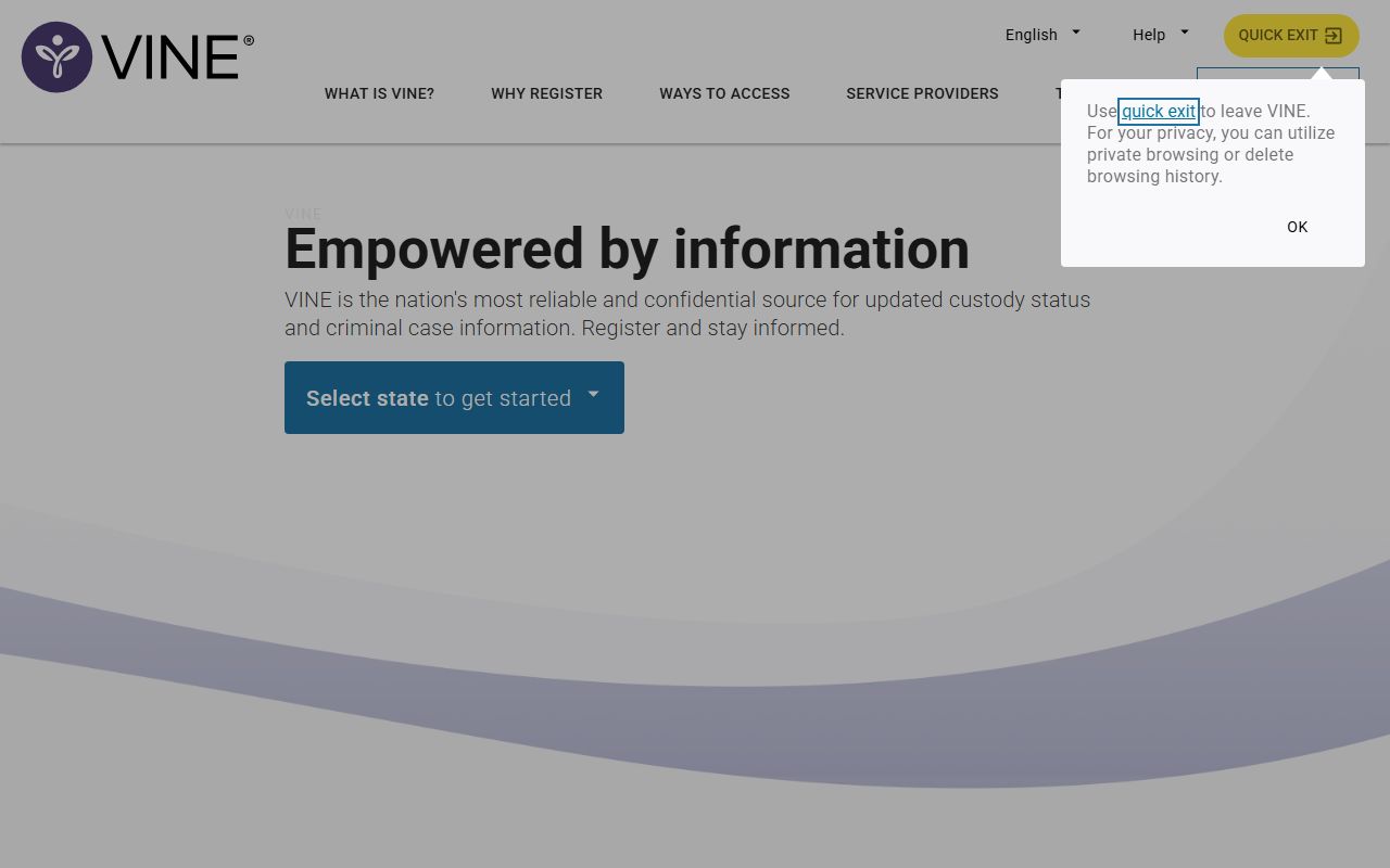 VINELink national service for Delaware jail roster alerts